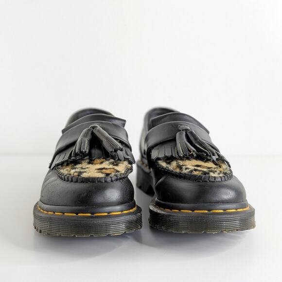 Doc Martens Loafers Adrian 26234021 7 Black Leopard GUC Tassel Shoes Academia - Picture 5 of 14
